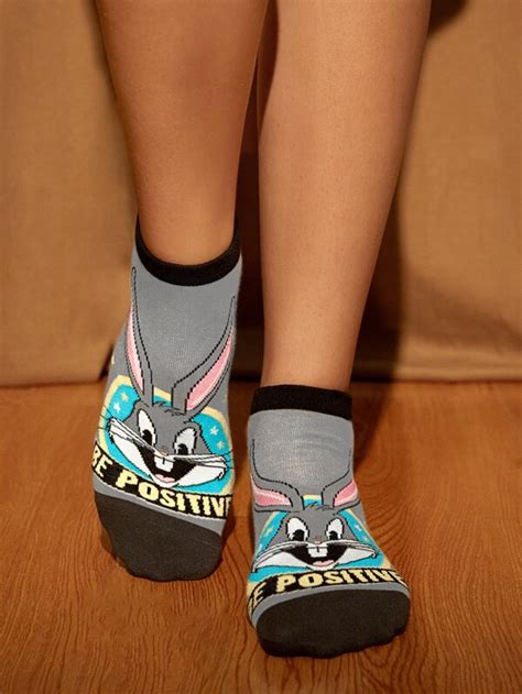 Looney Tunes X Shein Pares Calcetines Tobilleros Con Estampado De