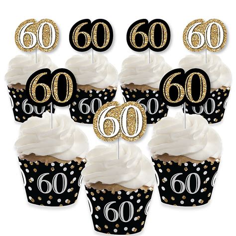 Big Dot Of Happiness Adult 60th Birthday Gold Cupcake Decoration