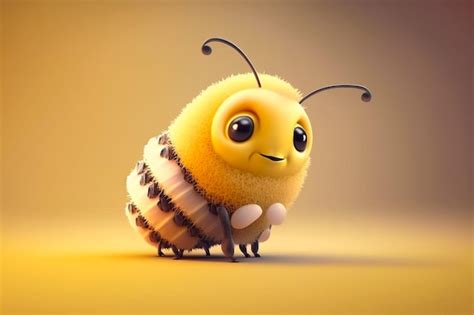 Premium Photo Side View Of Beautiful Cute Baby Bee 3d Render