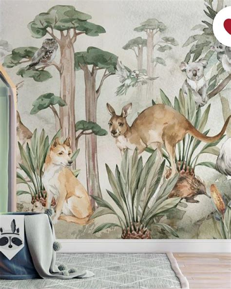 Jungle Wallpaper Tropical Wilderness Beige Etsy Artofit