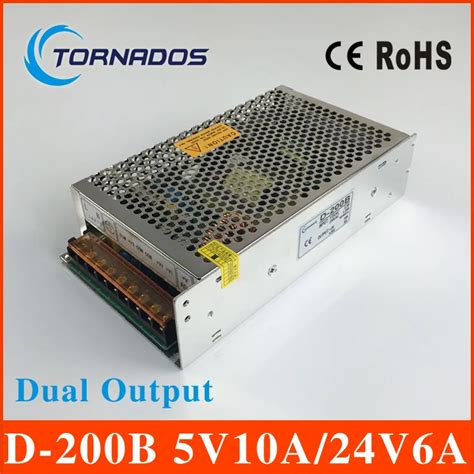 D 200B High Quality Dual Output Power Supply 200w 5V10A 24V6A Power