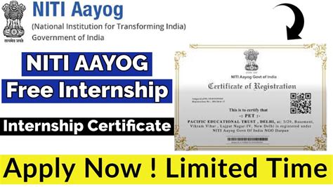 Niti Aayog Free Internship Internship Certificate Free Certificate