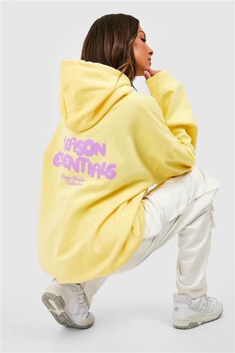 Womens Season Essentials Slogan Oversized Hoodie Boohoo Uk