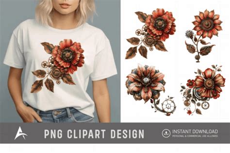 Free Watercolor Steampunk Flowers Graphic By Allisonsuns Creative Fabrica