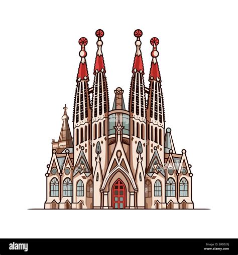 Sagrada Familia Sagrada Familia Hand Drawn Comic Illustration Vector