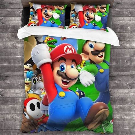 Parure De Lit Game Super Mario Bros De Housse De Couette Et 2 Taies D