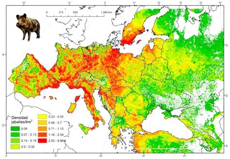 Wild Boar Population Density for Europe (2015) : r/europe