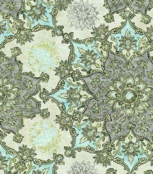 A Green And Blue Floral Pattern On Fabric