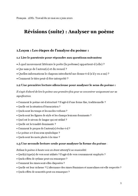 Exemple Danalyse Dun Poème De Ronsard Docsity