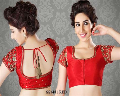 Red Stunning Chanderi Fabric Saree Blouse Rajasthanispecial