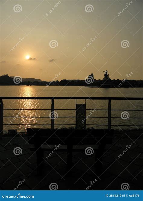 Silhouette in the Sunset by the River Stock Image - Image of nature ...