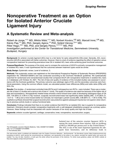 Pdf Nonoperative Treatment As An Option For Isolated Anterior