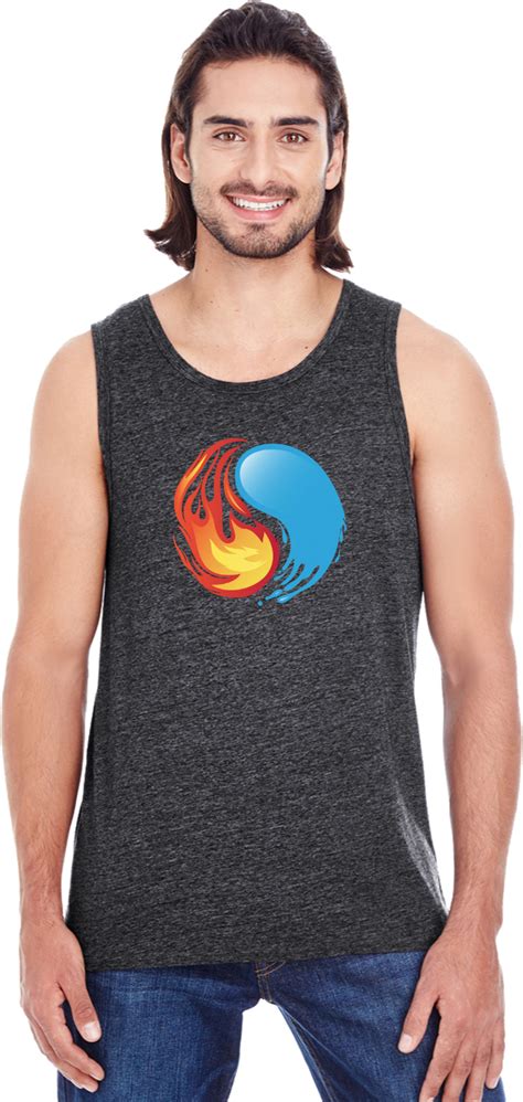 Yin Yang Fire And Water Tri Blend Mens Yoga Tank Top Yin Yang Fire