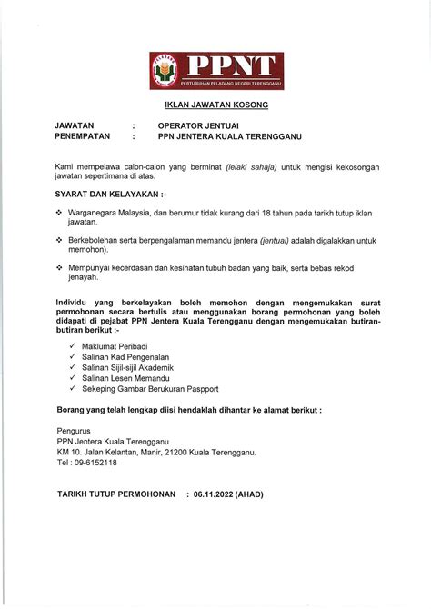 Iklan Jawatan Pertubuhan Peladang Negeri Terengganu Jobs Hub