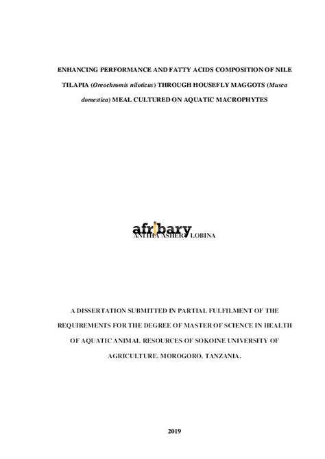 Enhancing Performance And Fatty Acids Composition Of Nile Tilapia