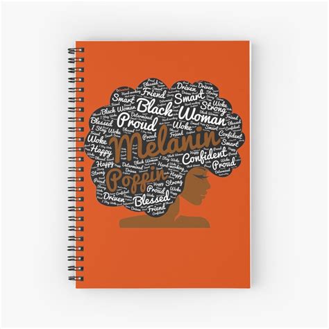 Melanin Poppin Natural Hair Afro Art Black Woman Spiral Notebook For