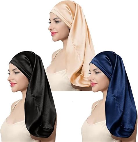 Lucktao Pi Ces Bonnet De Nuit Satin Bonnets Longs En Satin Pour