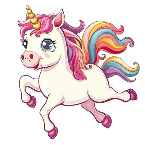 Una Imagen De Dibujos Animados De Un Unicornio Con Una Melena Y Cola De