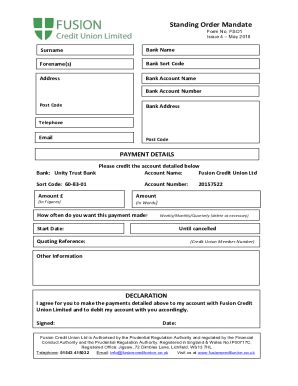 Fillable Online Standing Order Mandate Form Fs Issue Doc Fax Email