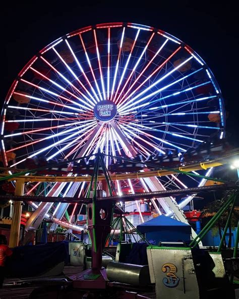 Th Of July Ferris Wheel Lighting At The Santa Monica Pier Pacific