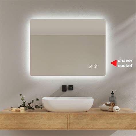 Emke Bluetooth Bathroom Mirror With Shaver Socket Demister Led Light