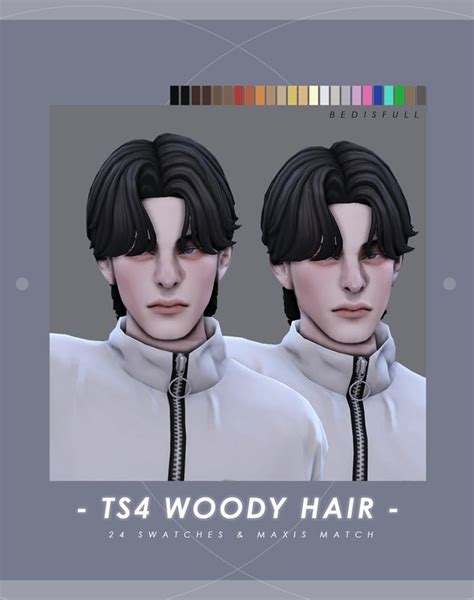 BED TS4 M MM Woody Hair BED MUSAE Sims Sims 4 Sims Hair