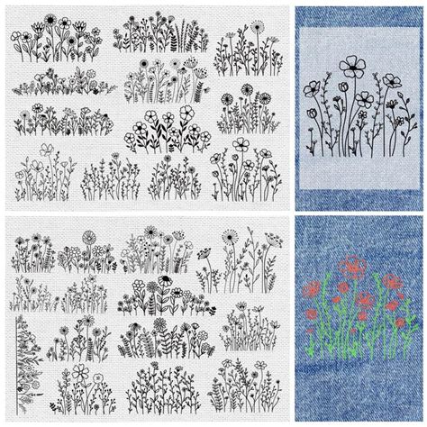 26 Pcs Water Soluble Embroidery Patterns Stabilizers Stick And Stitch