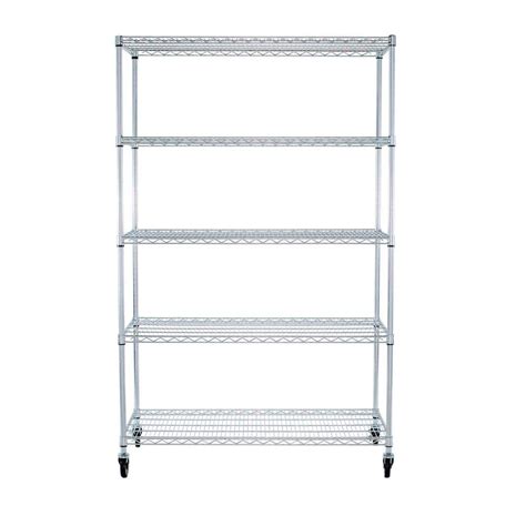 Trinity Chrome Tier Rolling Steel Wire Shelving Unit In W X