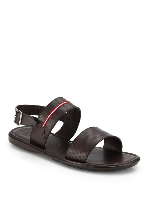 Lyst - Bally Perforated Leather Sandals in Brown for Men