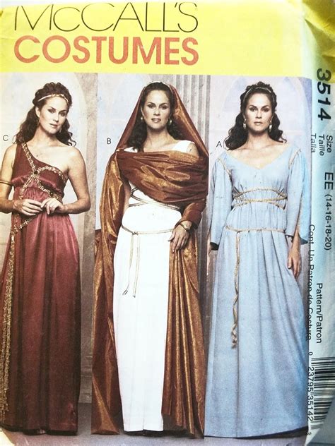 Oop Mccalls Costume Pattern 3514 Misses Szs 14161820 Greek And Roman Costumes