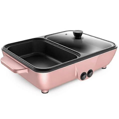 Electric Grill Pan 2 Speed Household Multifunctional Small 2l Hot Pot Barbecue One Pot 1200w