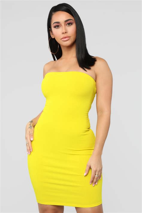 Back To Laces Tube Mini Dress Yellow Fashion Nova Dresses