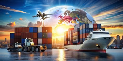 Global Business Logistics Import Export Background And Container Cargo