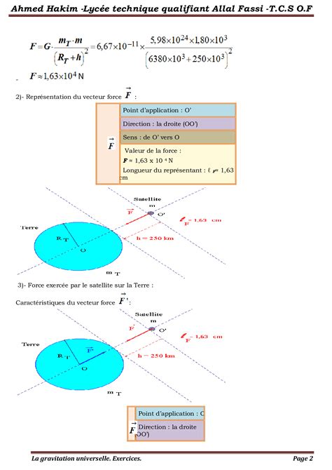 La gravitation universelle Corrigé série d exercices 2 AlloSchool