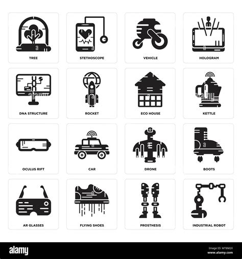 Conjunto De Sencillos Iconos Editables Como Robot Industrial