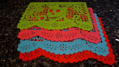 Double Sided Felt Papel Picado Placemat Sets Muertos Xochico