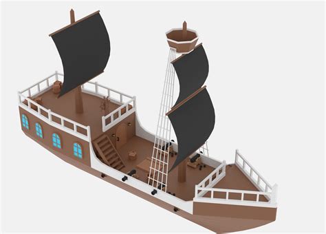 3d Model Cartoon Pirate Ship Vr Ar Low Poly Cgtrader