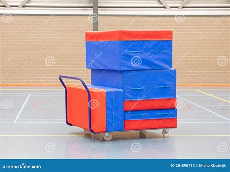 Gym mats in the school gym stock image. Image of school - 204890713