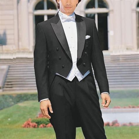 Custom Made To Measure Tailcoat Bespoke Black Groom Tuxedos Satin Peak