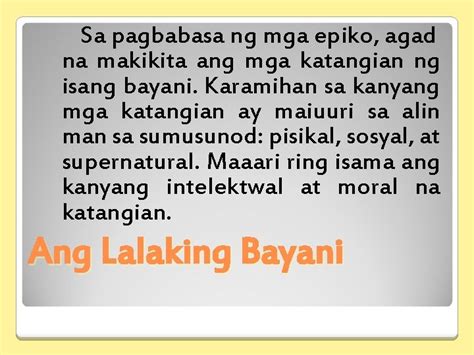 Depinisyon Epiko Ang Mga Epikong Pilipino Ay Mga