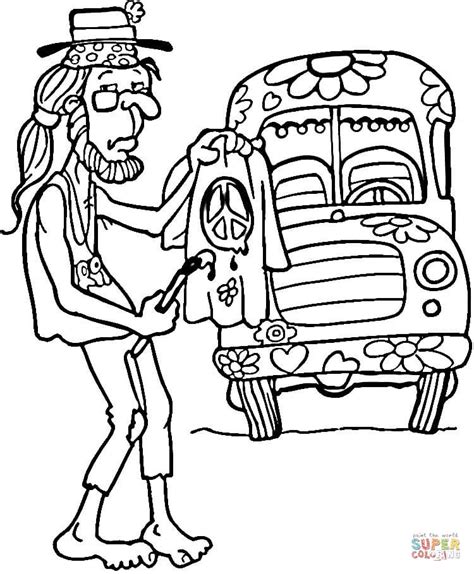 Hippie Man Coloring Page Free Printable Coloring Pages