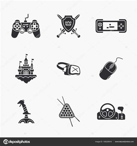 Nueve Iconos De Juego Plano Vector De Stock Por Marnikus