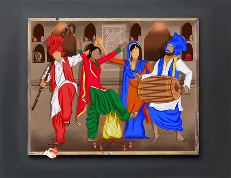 Punjabi Bhangra Gidda Dancer Art Illustration I Balle Balle I Etsy