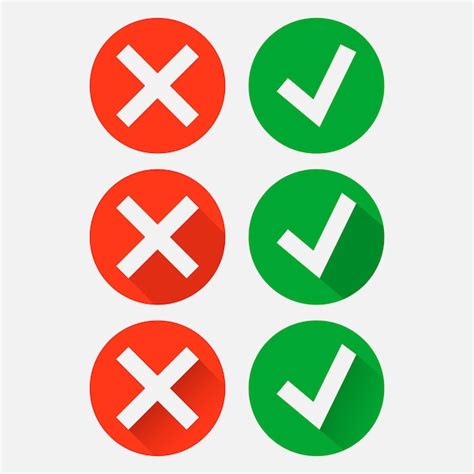 Premium Vector Tick And Cross Signs Green Checkmark Ok And Red X Icon