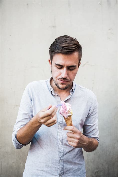 Man Eating A Ice Cream By Stocksy Contributor Vera Lair Stocksy