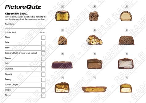 Quiz Number With A Chocolate Bars Picture Round