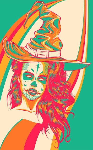 Premium Vector Sugar Skull Lady Vector Illustration