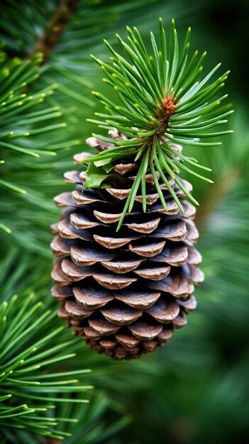 Premium AI Image | macro shot of the delicate pine tree needles