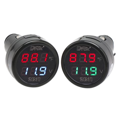 DROK Car Thermometer 2pcs Digital Voltage 10 170 Deg F Temperature