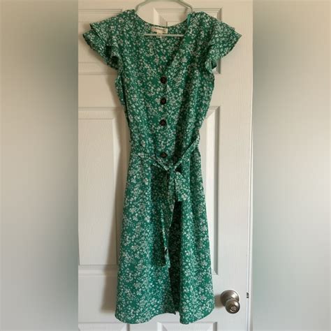 Monteau Dresses Green Floral Button Up Midi Dress Poshmark